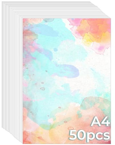 50 Blatt Aquarellpapier A4 300g, Aquarellblock Malpapier Watercolor Naturweiß Wasserfarben Gouache Papier Kaltgepresst Aquarellpapier Karten für Kinder Studenten Acryl Zeichnen (21 × 29.7 cm)