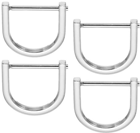 PATIKIL 1 D-Rings Screw in Shackle, 4 Pcs Horseshoe U Shape D Ring Zinc Alloy Semicircle Buckles Replacement for Purse Keychain Collar Accessories Craft, Silver