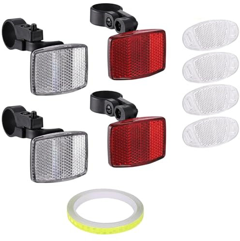 Ginddy Fahrradreflektoren,8 Pcs Fahrrad Speichen Reflektoren mit Reflektierendem Katzenaugen Fahrrad Warnlicht Fahrrad Reflektoren Vorne und Hinten für Mountainbike-Räder Sicherheitswarnung Weiß Rot