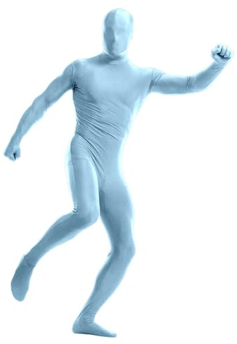 Mens Womens Full Body Open Face Costume 1Piece Unitard unisex dancewear,Full Bodysuit Womens Mens Costume With Hood Spandex Unitard Body Suit, halloween fancy dress leotard Skin (Z-1-Light Blue, M)