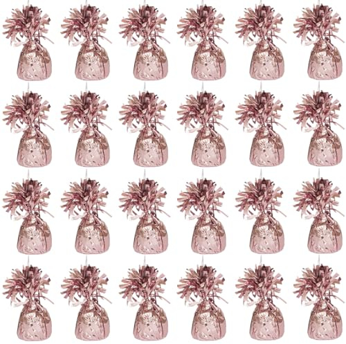 PARTYRAMA.CO.UK Baby Pink Foil Helium Balloon Weights 175gr - Pack of 24 - Durable & Colourful for Birthdays Parties, Events & Celebrations - Perfect Balloon Weight Holders