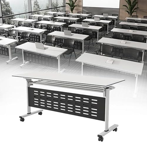 Vikbara mötesbord, modernt mobilt mötesbord med tysta hjul, multifunktionellt studiedisk för hem, kontor och konferensrum 140cm