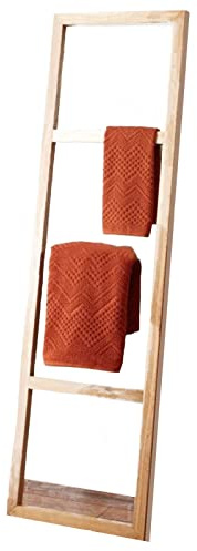 HTTGDGDH Échelle À Serviettes, Étagère en Bambou Naturel, Porte-Serviettes, Échelle Décorative À 3 Marches, Échelle À Étagère, Porte-Serviettes De Bain Fait Main - Échelle en Bois