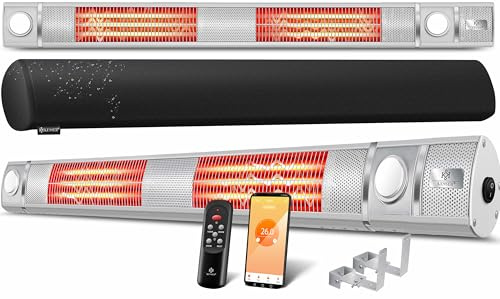 KESSER® Infrarot Heizstrahler 3000W IR-Gastro-Bar Inkl. LED Licht Terrassenstrahler Mit WiFi & Fernbedienung inkl. Schutzhülle Infrarotstrahler Quarzstrahler Terrassenheizer