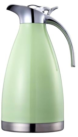 Bonnoces 68 Oz Stainless Steel Thermal Carafe - Double Walled Vacuum Insulated Thermos/Carafe with Lid - Coffee/Tea Carafe Heat & Cold Retention - 2 Liter (Green)