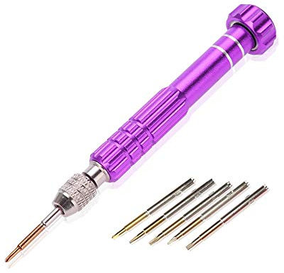 Set di cacciaviti di precisione, impugnatura di cacciavite con kit di attrezzi per la riparazione di 5 punte per laptop, ipad, telefono cellulare, occhiali, orologio, giocattoli elettronici e(Viola)