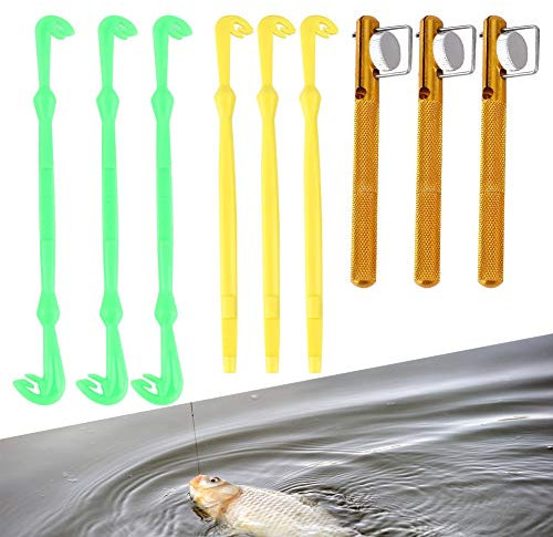 Fischerei Knoten Binden Werkzeug & Haken Entferner Set, 3 STÜCKE Multicolor Angelhaken Disgorger Dehooker & Loop Binden Werkzeug Fliegenfischen Haken