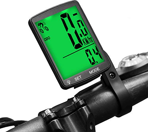 Dricar Compteur Vélo sans Fil, Étanche Ordinateur de Vélo avec Écran LCD Multifonction Rétroéclairé, Compteur Kilométrique de Vitesse et Odomètre de Route Chronomètre de Vélo
