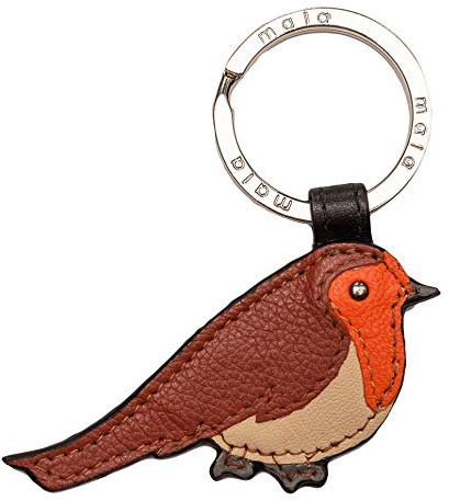 Mala Leather Niedlicher Rotkehlchen-Leder-Schlüsselanhänger für Damen, braun, One size