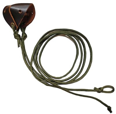 Parallel Halo Shepherd Sling Handmade Paracord Leather Throwing Sling Old-Fashioned Slingshot (Brown)