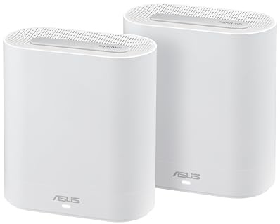 ASUS ExpertWiFi EBM68 (AX7800) 2 Pack, Sistema WiFi Mesh de Tres Bandas, optimo para Negocios, 5 SSID y VLAN, Portal de Invitados, Puerto de 2,5 Gbps, Seguridad de Red de Nivel Comercial, Blanco