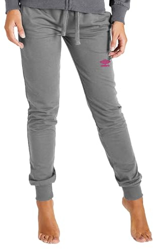 Umbro - Pantaloni Felpati della Tuta Lunghi, Joggers in Caldo Cotone per Donna, Sportivi Ideali per Casa, Palestra, Corsa, attività Sportiva, Jogging e Tempo Libero (M, Grigio)