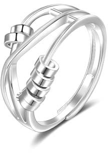 SILBERTALE Fidget Ring 925 Sterling Silber Angst Ringe für Frauen Einstellbare Spinner Daumen Ring Relief Geschenk