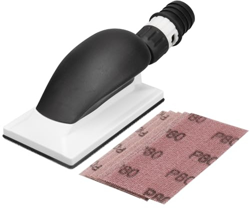 Shineboc Handschleifer Mit Absaugung 125 * 70mm, Kleinere Handschleifer für mehr Szenarien, Inkl 5 St. Netz-Schleifstreifen Klett Korn P80 P120 P180 P240 P400, Staubfreies Schleifen