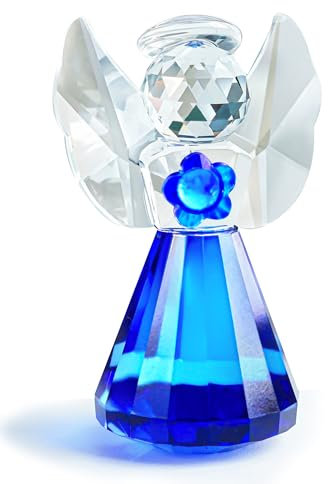 HDCRYSTALGIFTS Blaue Kristall-Engel-Figur, Schutzengel-Statue, Geschenke für Frauen, Kunst-Sammelfiguren für Heimdekoration