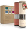 LARS NYSØM Salz und Pfeffer Mühle 2er Set Manuell mit einstellbarem Keramik-Mahlwerk von grob bis fein I Design Gewürzmühlenset (2 Stück) (Red/Beige)