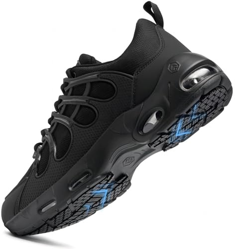 LARNMERN Zapatillas de Cocina Antideslizante Cocina Hombre Bambas Zapatos de Trabajo Hostelería Calzado Impermeable Antideslizante Sin Punta de Acero,Nero 41 EU