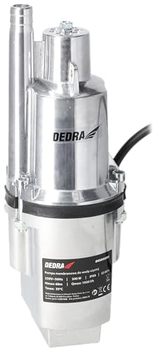 DEDRA Bomba de diafragma para agua limpia, bomba de diafragma sumergible Garden 300W, altura de descarga 68 m, cable de alimentación 10 m, carcasa de aluminio, flujo de agua rápido a alta presión