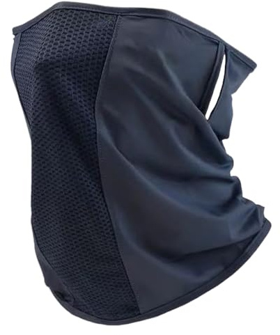 Duroecsain Couverture du visage, Cavité de cou, enveloppement de cercle de soie Ice - Couvre-visage respirant anti-UV pour hommes et femmes activités de plein air, bleu marine, Siehe Beschreibung