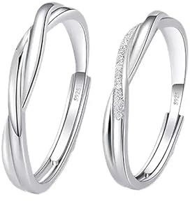 Maynor Eheringe Silber Damen & Herren Trauringe Paar Geschenke Ringe 925 Ring Verlobungsring Partnerringe Freundschaftsringe Verstellbare Stapelbare Daumenring Fingerring Set Schmuck