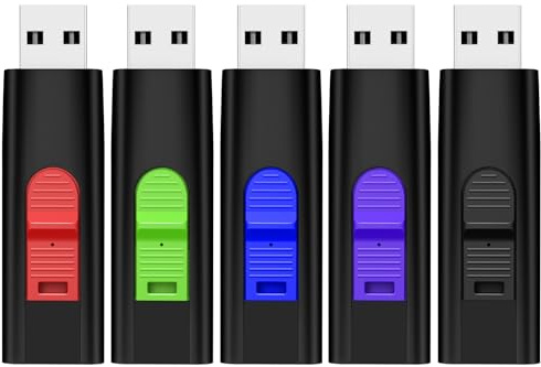 Clé USB 32Go Lot de 5 Cles USB 2.0 Clef USB Mémoire Stick Flash Drive Pivotant Haute Vitesse Stockage U Disque Bon Cadeau (5 Couleurs: Rouge Vert Noir Bleu Violet)