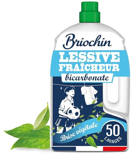 JACQUES BRIOCHIN – Lessive concentrée au bicarbonate – Anti-odeurs & détachante dès 20°C – Parfum végétal frais longue durée – 95% d’ingrédients d’origine naturelle – 50 lavages – 2,27 L