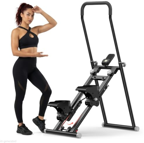 TENBOOM Folding Stair Stepper for Home Gym, 3-Adjustable Pedals | Large Pedal Vertical Climber, Exercise Machine for Full-Body Workout, LCD Monitor,Shock-absorbing springs, Space-saving,120KG