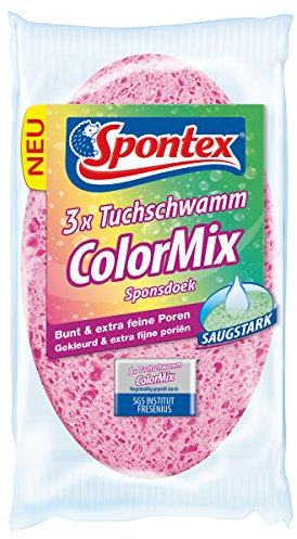 Spontex Panno Spugna Color Mix, colorato e saugs Tark, confezione da (1 X 3 pezzi)