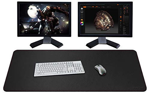 ZORESYN XXL PU Leather Desk Mat, 43.3x19.7, Black