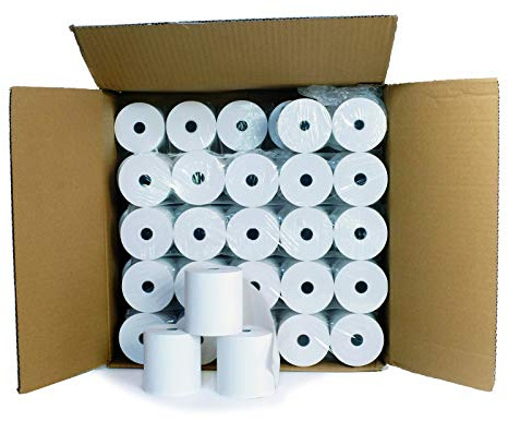 Carton de 50 bobines pour balance 80 mm x 60 mm Papier thermique 55 g/m² sans Phenol. Blanc - rouleaux bobine de caisse
