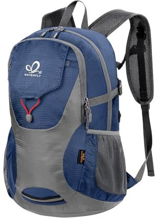 WATERFLY Faltbarer Rucksack Wanderrucksack 30L: Leicht Tagesrucksack mit Nassfach Ultraleicht Faltrucksack Trekkingrucksack Klapprucksack für Herren Damen Outdoor Wandern Reisen Daypack