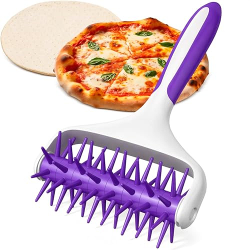 Pizza Docker Roller - 7.7 X 4.8 Plastic Pizza Dough Roller for Even Crust Prep, Non-Slip Grip Handle & Staggered Spikes Prevent Air Pockets, Lightweight Tool for Flatbreads & Pies