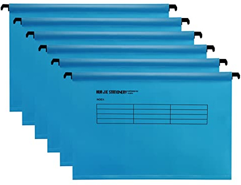Hotyin Foolscap Suspension Files, 12pcs Filing Cabinet Suspension Files with Tabs and Card Inserts, Polypropylene Hanging Filing Folder for File Organization, Blue