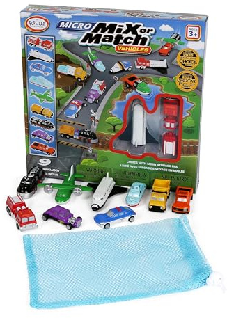 Popular Playthings Magnetic Vehicles for Toddlers 1-3, Mini Mix or Match Car Toys, Set of 9 Gift for Kids - Vehicles