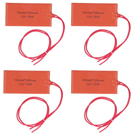 Fafeicy 4 Stück Silikon-Heizkissen, 50 X 100 Mm Flexible Heizmatte, 120-150 ℃ Heiztemperatur, Hitzebeständige Temperatur ≤ 200 ℃, für Heizdecken-Ölfass