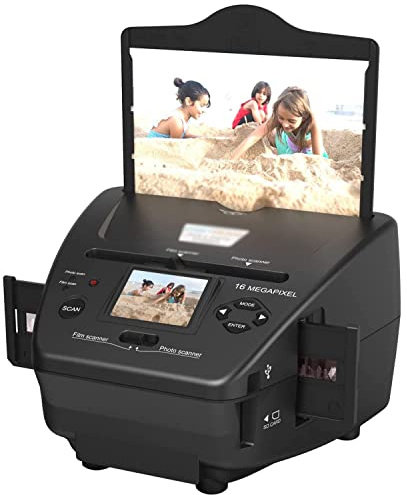 Digital filmskanner, film- och diabildskanner, högupplöst filmskanner med 2,4 tums LCD-skärm, digital filmomvandlare för att spara 35 mm filmnegativ 135 mm diabilder och foton Sli