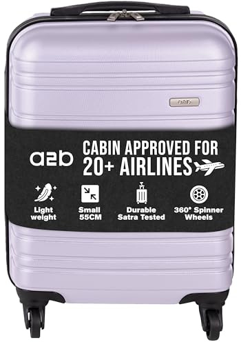 A2B Lightweight 55cm Cabin Approved Suitcase - Small Lilac Coloured