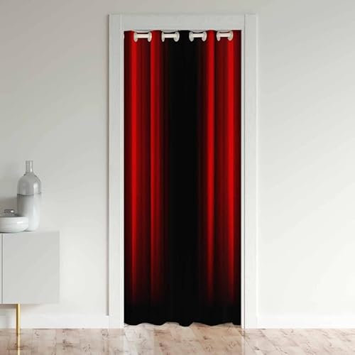 Loussiesd Türvorhang 106x203cm Rot und Schwarz Abstrakte Ombre Vorhang für Innentür Raumteiler Modern Geometrisch Streifen Isolierte Wärmevorhänge für Schlafzimmer
