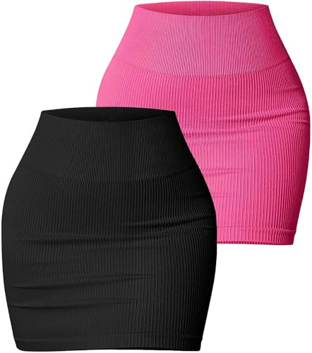 AIEOE 2 Piezas Falda Lápiz Mujer Sexy Corto de Punto Falda Lápiz Slim Fit Ribbed Fiesta Clubwear Talla S-L