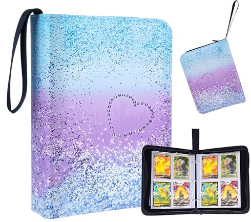 FINEASY Trading Card Binder, Trading Card Album With 400 Pockets, Binder Card Holder With 50 Removable Sleeves, Card Collector Album Carrying Card Folder Book For Cards