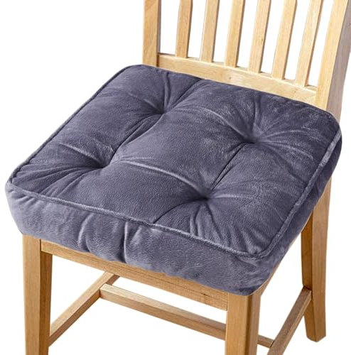 Big Ant Weiche Stuhlkissen mit Bändern, 8cm Dick Sitzauflage Sitzpolster Sitzerhöhung Kissen für Zuhause, Garten, Auto, Büro, Essensstuhl, Sofa und Meisten Stühle - Grau