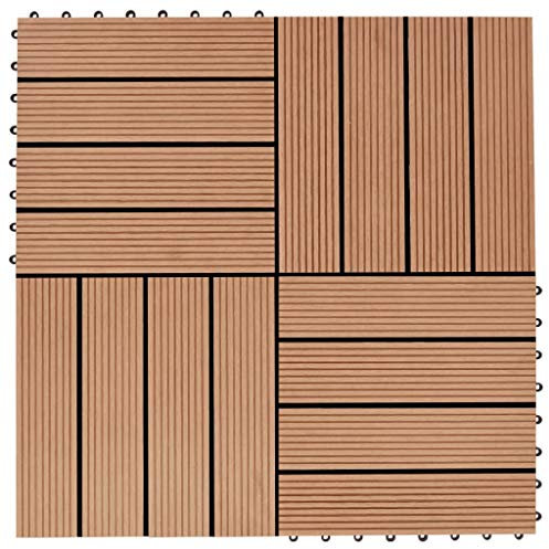 Swpsd 22 pcs Decking Tiles Decking Boards Flooring Deck for Patios, Balcony, Bathrooms, or Pool or Spa Area 30x30cm 2 sqm WPC Grey
