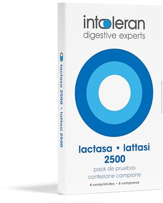 Intoleran Lattasi 2500 Campione Enzima Digestivo - 6 Compresse | Enzima Lattasi per Intolleranza al Lattosio | Piccola compressa | Vegano | Low FODMAP