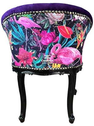 Chaise à cocktail style baroque français velours jaune nostalgique chaise de bar velours tufté imprimé jungle coloré pour décoration de la maison pour salon