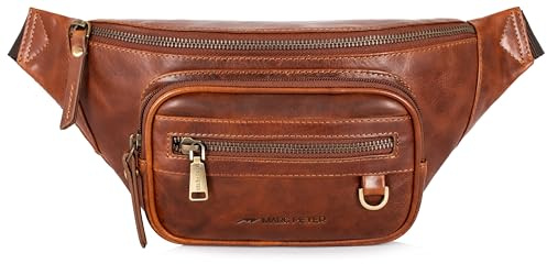 Marc Peter® Varadero Bauchtasche Herren Leder | Gürteltasche Bauchtasche mit Wechselgurt für Damen und Herren | Crossbody Leder Hüfttasche | Hip Bag Leather Gürteltasche | Crossbag Waxy Bräune
