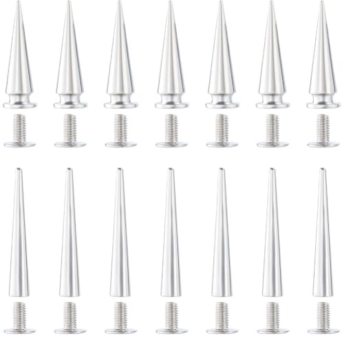 GORGECRAFT 30 uppsättningar 2 storlekar 28 mm 54 mm metall träd spikdubbar silver kon punk nitar stora skruvstift skruv på kon långa metalliska spikar för läderskor