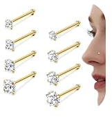 YADOCA 8 Pièces Piercing Nez Acier Chirurgical Hypoallergénique 18G 20G Piercing au Nez Zircone Cubique Femmes Hommes 1.5mm 2mm 2.5mm 3mm