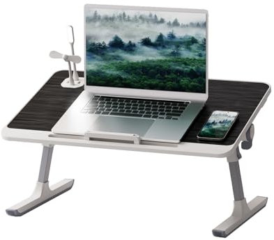 ejlaikmm Table de Lit pour Ordinateur Portable, Table d'ordinateur Portable réglable avec hauteurs et Angles,Table de Lit Pliable Plateau de lit Ordinateur Bureau de couver Noir