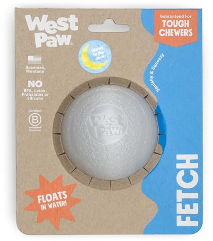 WEST PAW Boundr Balle pour chien – Jouets rebondissants pour chiens, rapporter, mâcher, jouer – Boules flottantes et recyclables – Grande lueur dans le noir