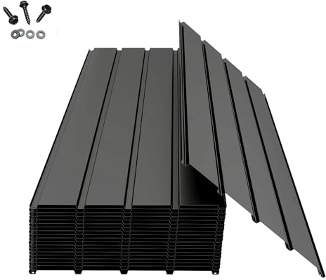 Domi Metal Roofing Panels 20 PCS, Galvanized Steel Corrugated Roof Panels Waterproof Heavy Duty Metal Siding Panels with Screws for Pergola Gazebo Garage Sheds Mobile Home (Grey)